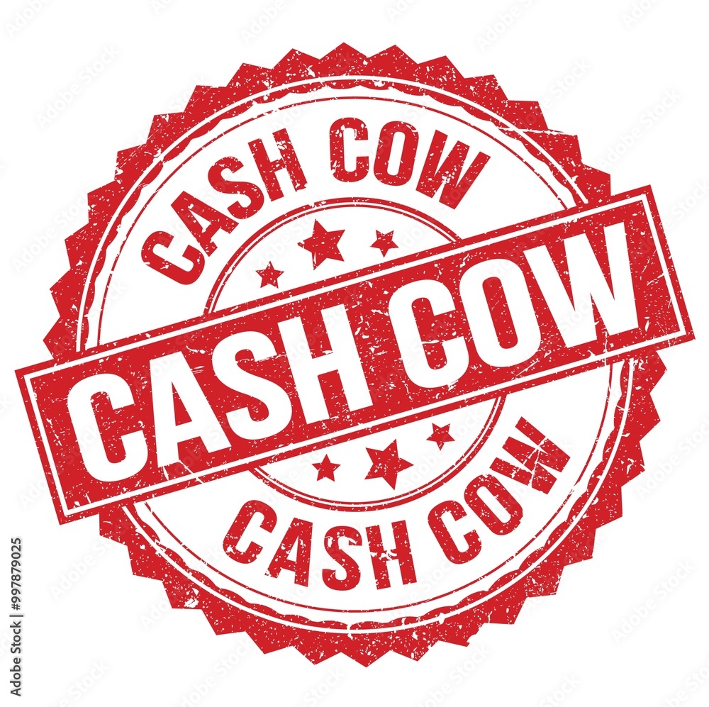 CASH COW text on red round stamp sign CASH COW text on red round stamp sign