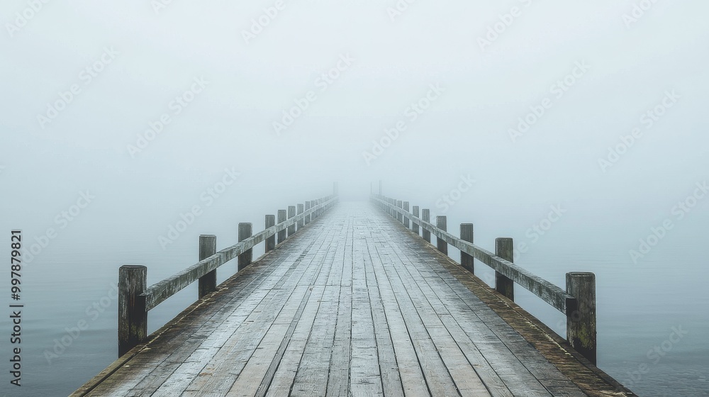 Obraz premium Misty Wooden Dock Leading to the Horizon