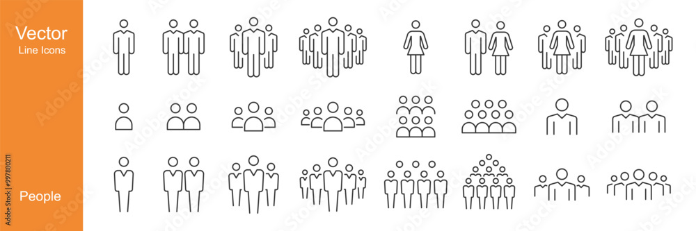 People Icons - Vector Line. Editable Stroke. People Icons - Vector Line. Editable Stroke.