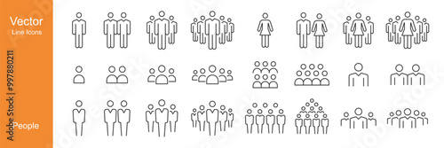 People Icons - Vector Line. Editable Stroke.
