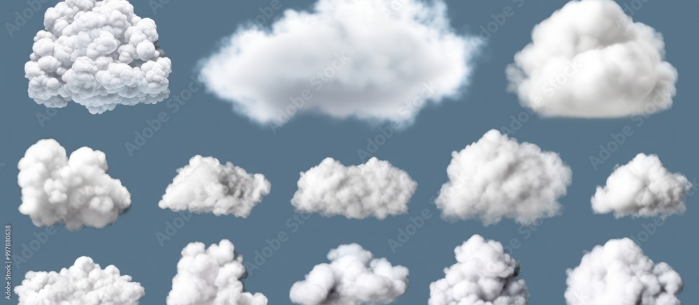 Collection of White Fluffy Clouds on a Blue Sky Collection of White Fluffy Clouds on a Blue Sky