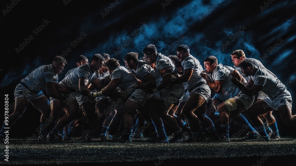 Physicality Rugby A rugby scrum in progress, the intensity and physicality of the moment ...