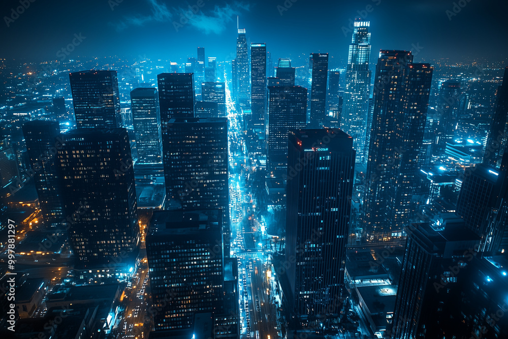 city skyline at night time city skyline at night time