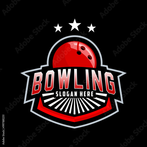 professional bowling club badge logo design
