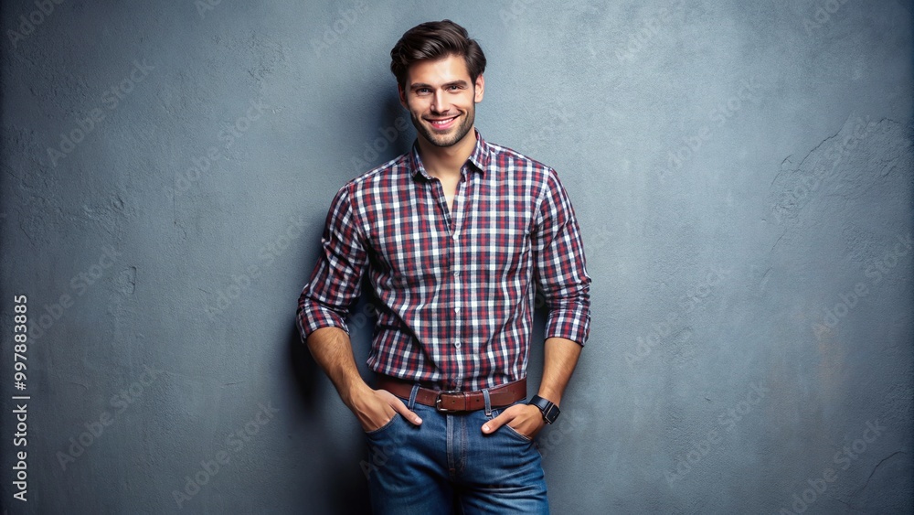 A confident and charismatic young man strikes a pose, exuding swagger with his thumbs tucked in his pockets and a sly smirk on his face. A confident and charismatic young man strikes a pose, exuding swagger with his thumbs tucked in his pockets and a sly smirk on his face.