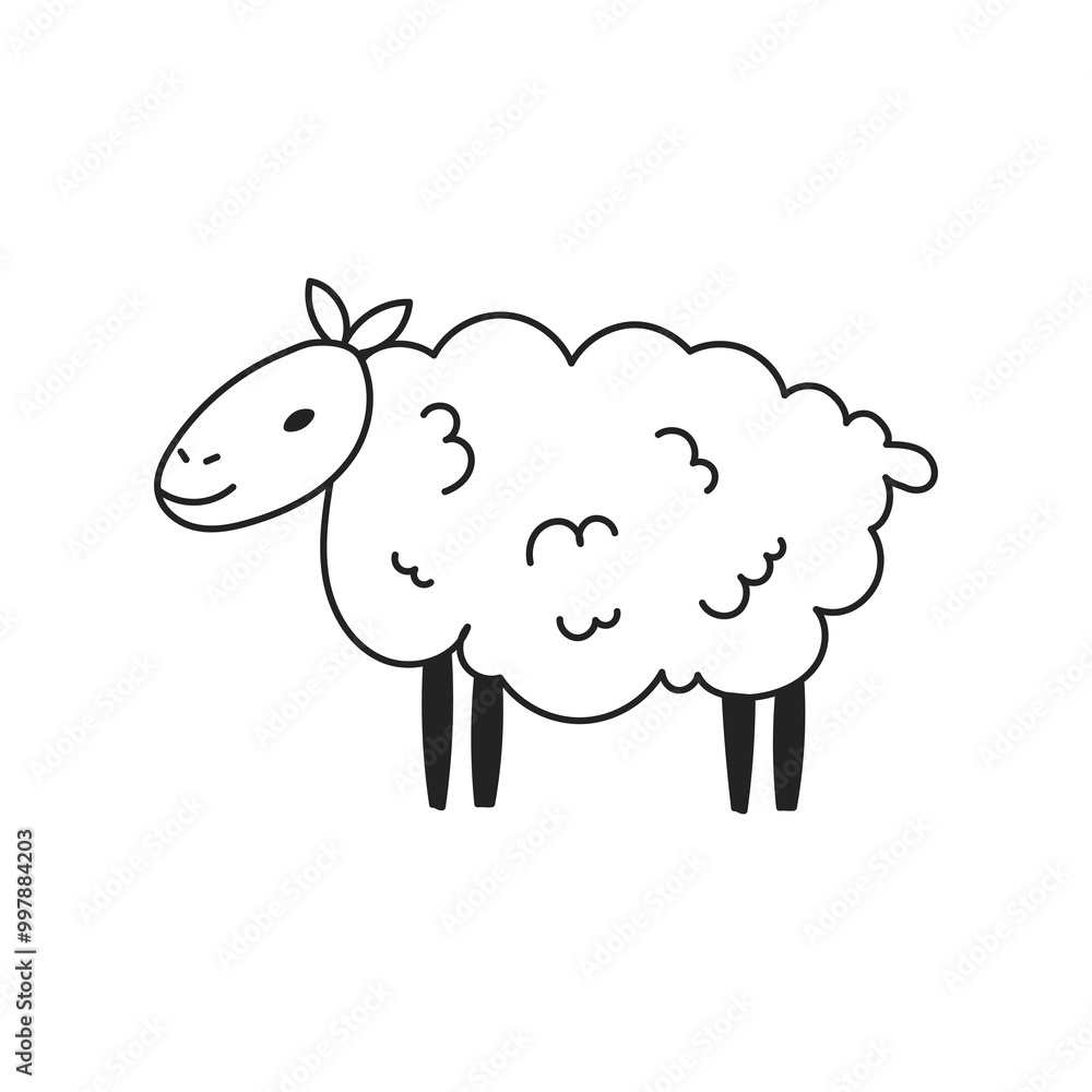 Lamb Doodle Illustration. Cute hand drawn sheep outline vector. Woolen product sign, childish adorable animal, wool symbol. Lamb Doodle Illustration. Cute hand drawn sheep outline vector. Woolen product sign, childish adorable animal, wool symbol.