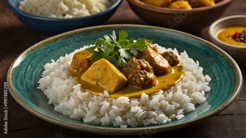 Authentic Tofu Curry with Rice in a Creamy, Spiced Sauce