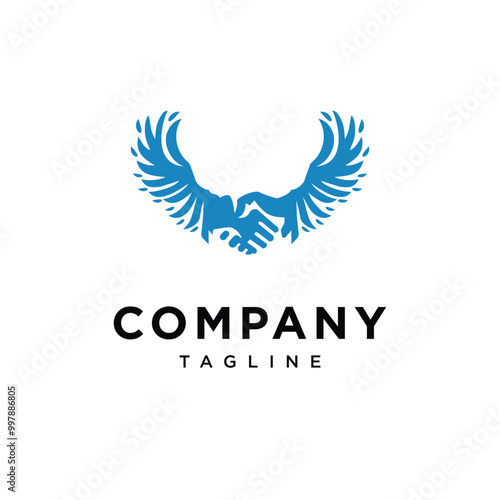Hand shake Angel wings logo icon vector