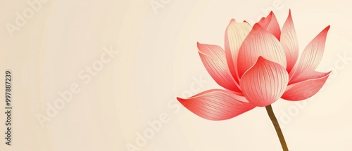 Fototapeta Naklejka Na Ścianę i Meble -  A pink flower with a stem is the main focus of the image