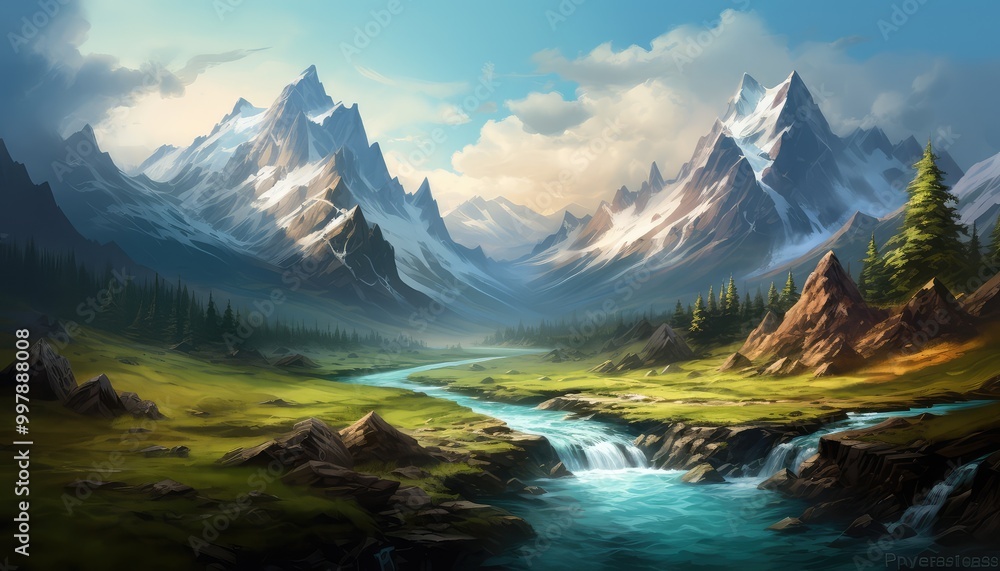 Fototapeta premium mountain river muddy landscape