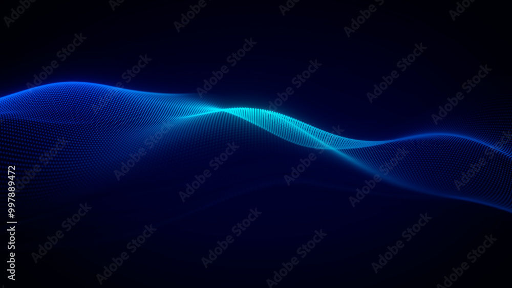 Futuristic Technology Glowing Blue Wave on Dark Background Futuristic Technology Glowing Blue Wave on Dark Background