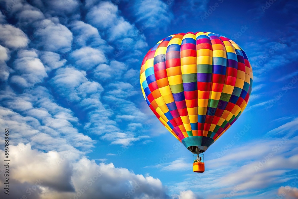 Fototapeta premium Eye level view of a balloon flying high in the sky