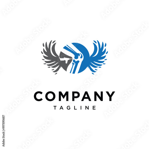 Orthopedics knee Angel wings logo icon vector
