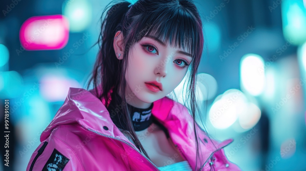 Naklejka premium Cyberpunk Fashion Portrait