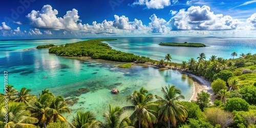 Breathtaking View of Isla Contoy in Mexico with Crystal Clear Waters and Lush Tropical Vegetation