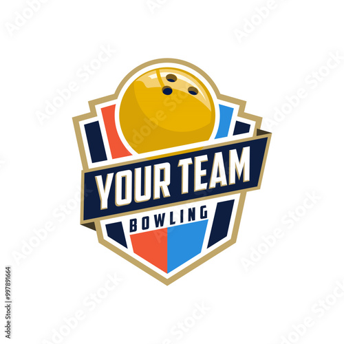 professional bowling club badge logo design