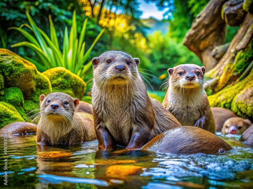 Charming and Whimsical Drawings of Playful Otters in Various Natural Settings and Activities Charming and Whimsical Drawings of Playful Otters in Various Natural Settings and Activities