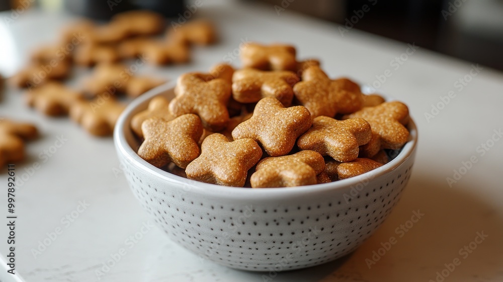 A bowl filled with star-shaped cookies on a countertop. A bowl filled with star-shaped cookies on a countertop.