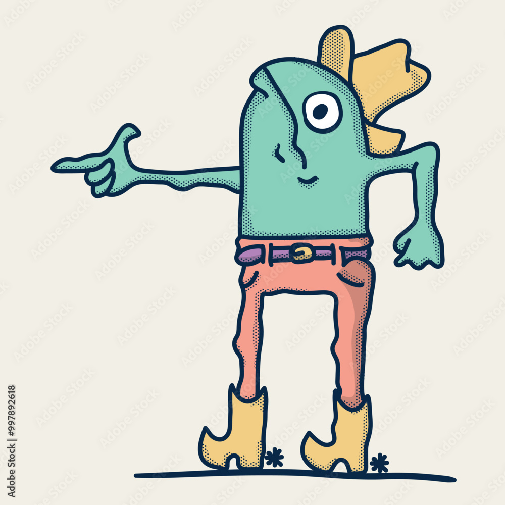 Obraz premium A fun and whimsical illustration of a cowboy-style frog standing confidently with a hat and boots, embodying an adventurous spirit.