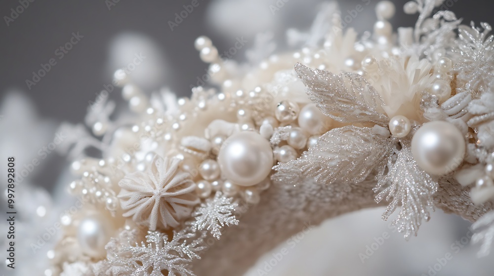 A luxurious Christmas wreath with intricate embroidery and pearls A luxurious Christmas wreath with intricate embroidery and pearls