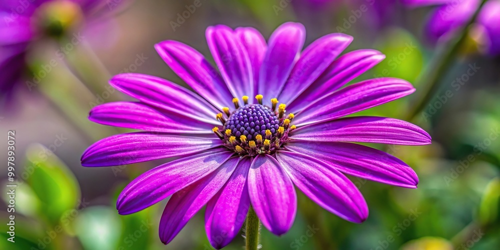 Eye level view of Pericallis cruenta flower from the Canary Islands Eye level view of Pericallis cruenta flower from the Canary Islands