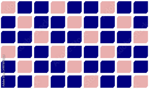 pink and blue round Square block arrange in square cross grid checkerboard seamless Pattern design for fabric printing, vintage patter