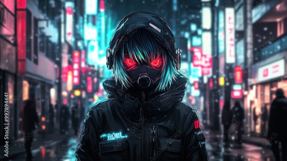 Cyberpunk Anime Girl in Neon City Cyberpunk Anime Girl in Neon City