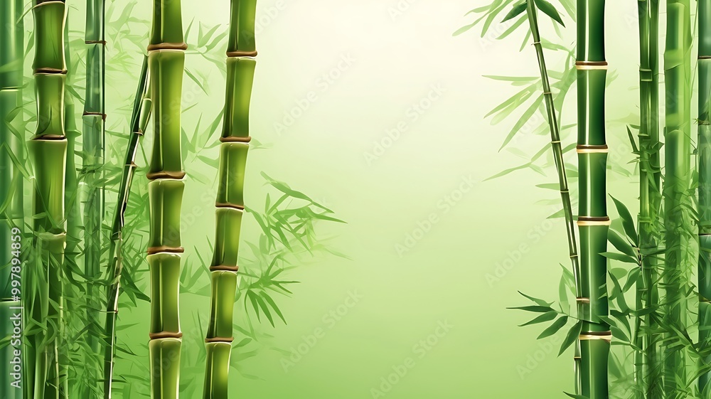 Obraz premium illustration with green bamboo plants