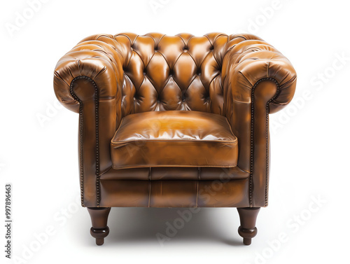 vintage leather armchair, AI generated photo