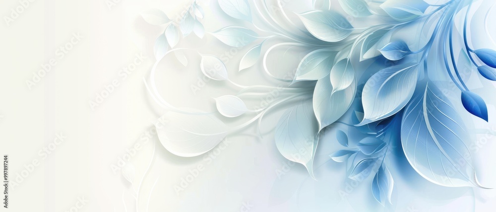 A blue and white background with a leafy design A blue and white background with a leafy design