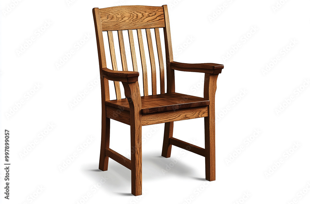 The Amish solid oak dining chair with armrests has an attractive and warm finish The Amish solid oak dining chair with armrests has an attractive and warm finish