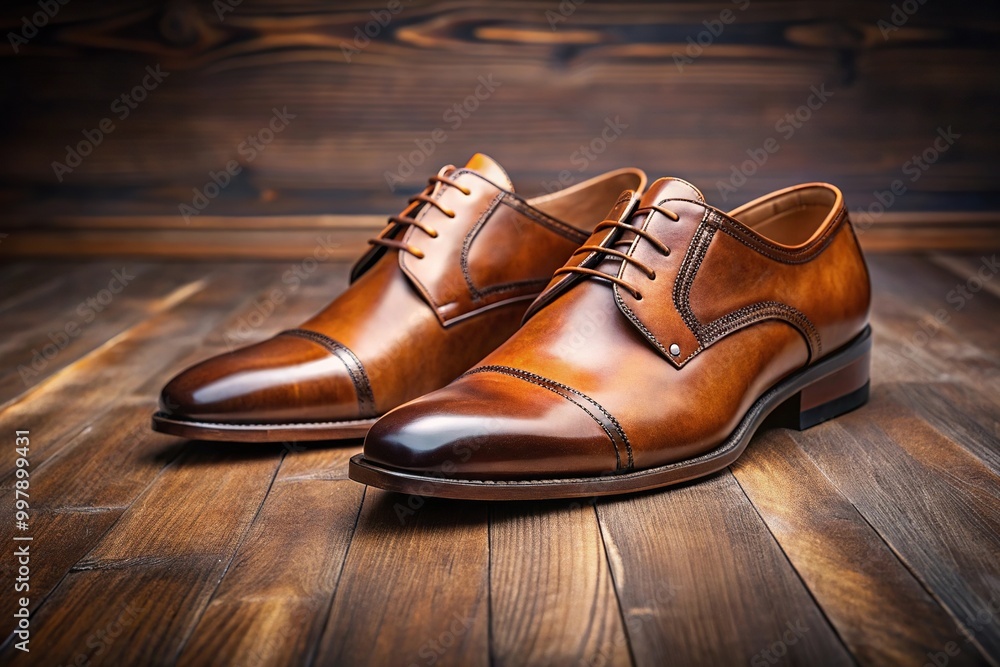 Fancy leather shoes on floor with leading lines Fancy leather shoes on floor with leading lines