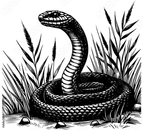 black mamba snake hand drawn vector graphic asset	