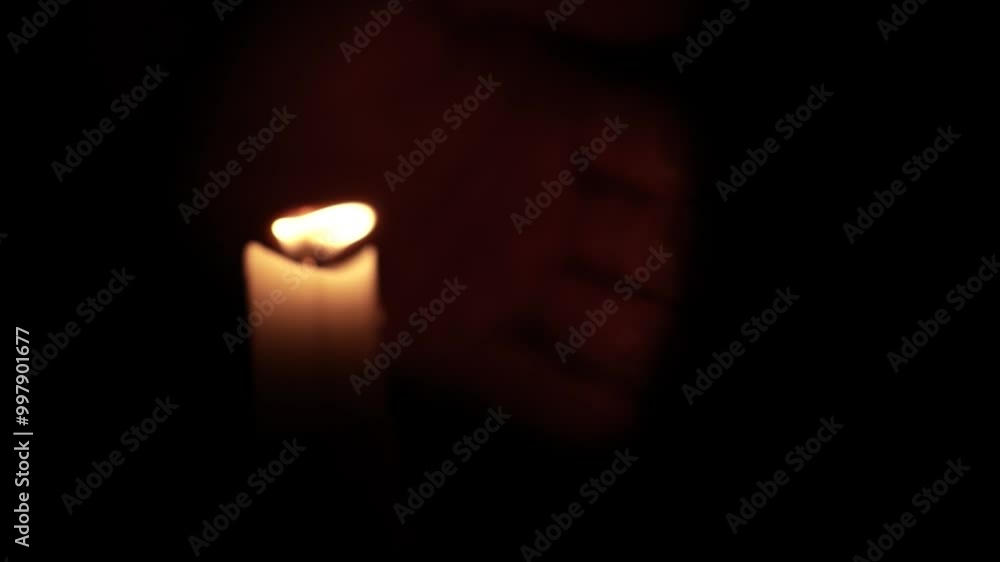 Flickering Taper Candle in the Dark Flickering Taper Candle in the Dark
