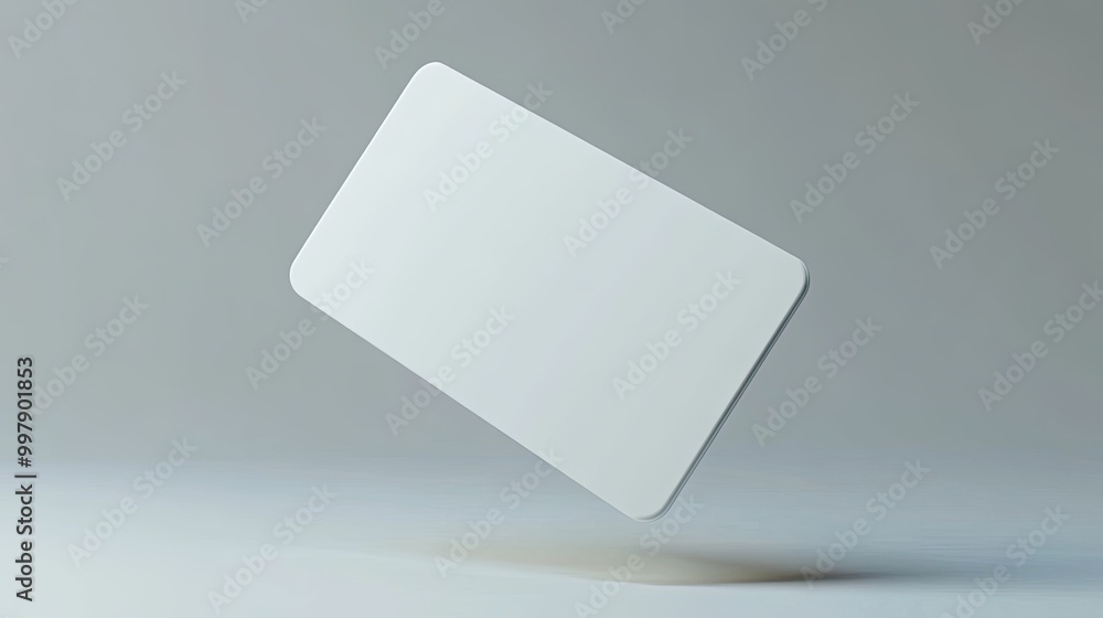 Floating 3D mockup of a blank credit or debit card, white and simple, isolated on a neutral background, perfect for branding and financial design presentations. Floating 3D mockup of a blank credit or debit card, white and simple, isolated on a neutral background, perfect for branding and financial design presentations.