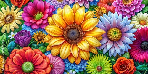 Wallpaper Mural Elegant Flower Drawing Outline for Art Projects, Coloring Books, and Floral Design Inspiration Torontodigital.ca