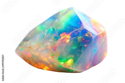 Colorful Opal Crystal Gemstone  Specimen On Transparent Background photo