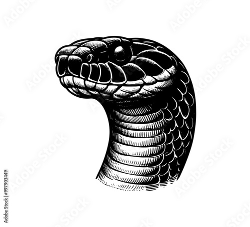 black mamba snake hand drawn vector graphic asset	