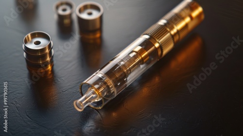 Elegant Vape Pen and Accessories on Dark Surface photo