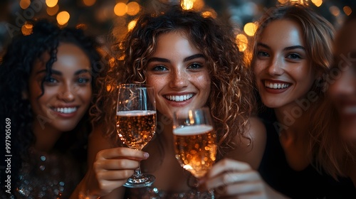 Office workers toasting to the holidays while celebrating Christmas in the workplace