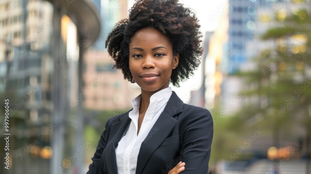 Confident African American Businesswoman in Urban Setting Confident African American Businesswoman in Urban Setting