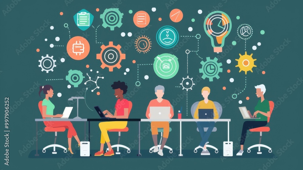 Diverse Team Collaboration in Modern Office Setting Diverse Team Collaboration in Modern Office Setting