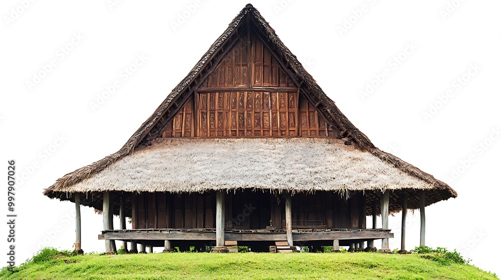 Traditional Wooden House with Thatched Roof Traditional Wooden House with Thatched Roof