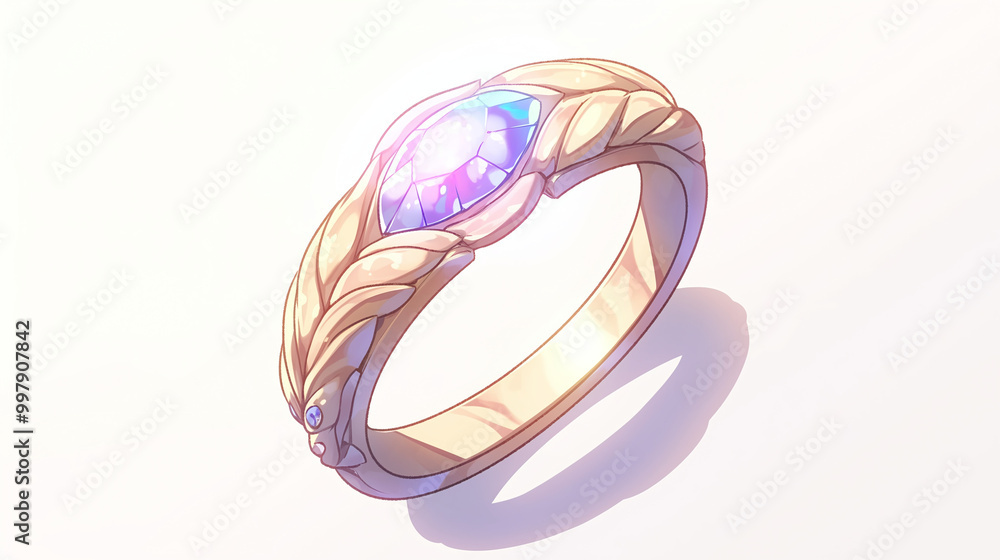 Ornate Gold Ring with Sparkling Gemstone Ornate Gold Ring with Sparkling Gemstone