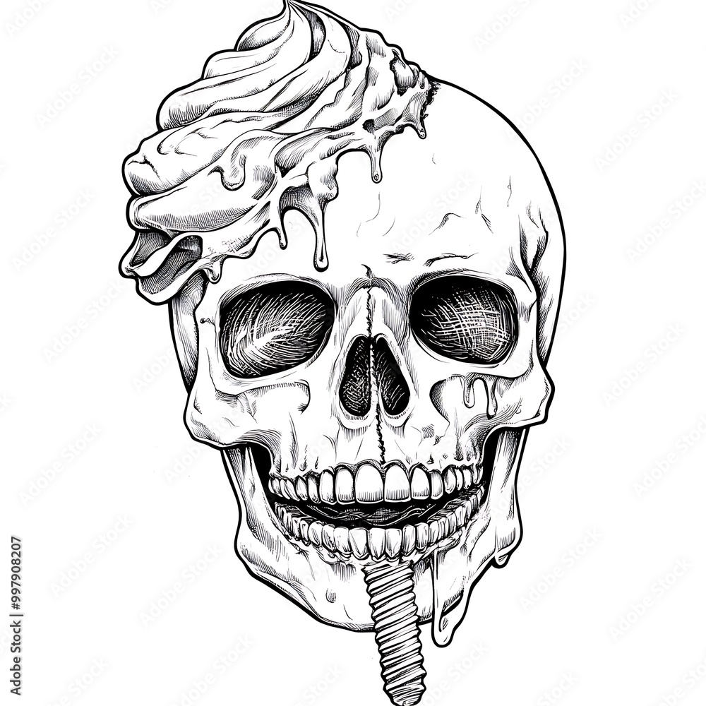 Fototapeta premium Pink Skull with Dripping Frosting