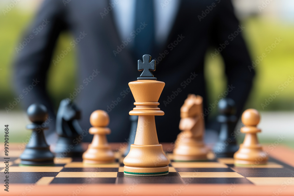 Strategic Business Meeting with Chess Pieces, an imaginative scene showcasing professionals engaged in discussion, chess pieces symbolizing strategy and competition Strategic Business Meeting with Chess Pieces, an imaginative scene showcasing professionals engaged in discussion, chess pieces symbolizing strategy and competition