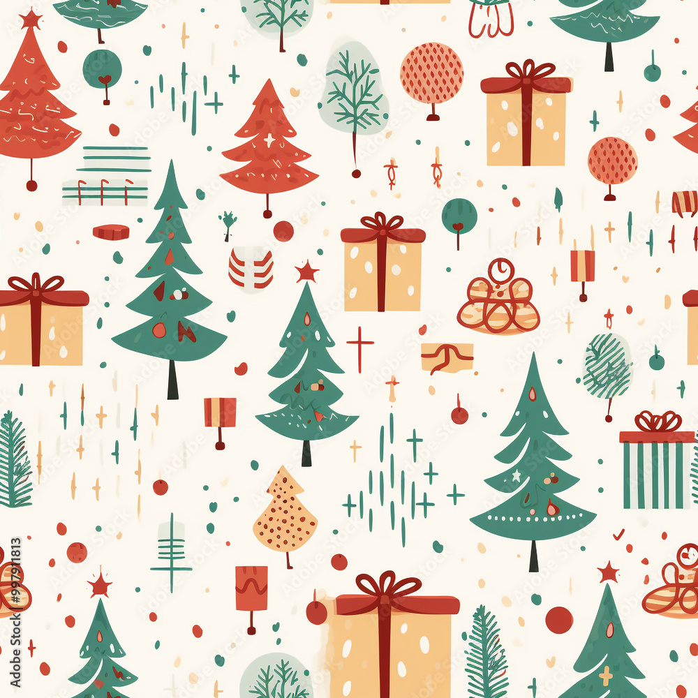 Seamless christmas pattern template with cartoon style christmas elements. Seamless christmas pattern template with cartoon style christmas elements.