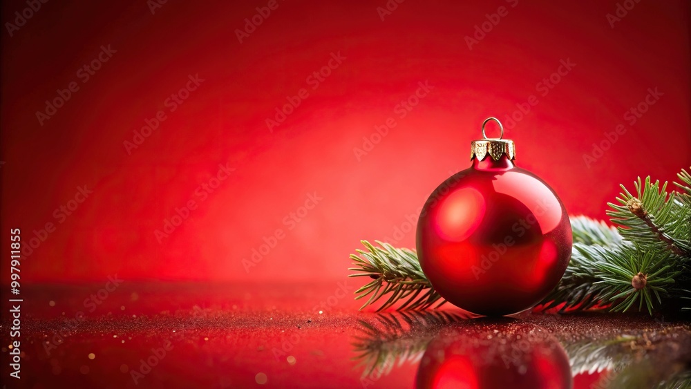 festive holiday decorations on vibrant red backdrop, forced perspective festive holiday decorations on vibrant red backdrop, forced perspective