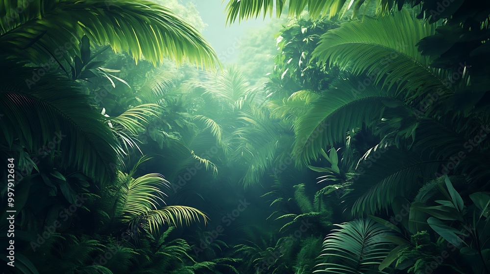 Fototapeta premium Sunlight Through Lush Jungle