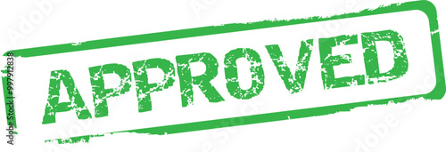 Approved stamp green ink isolated on transparent. Retro grunge style design.